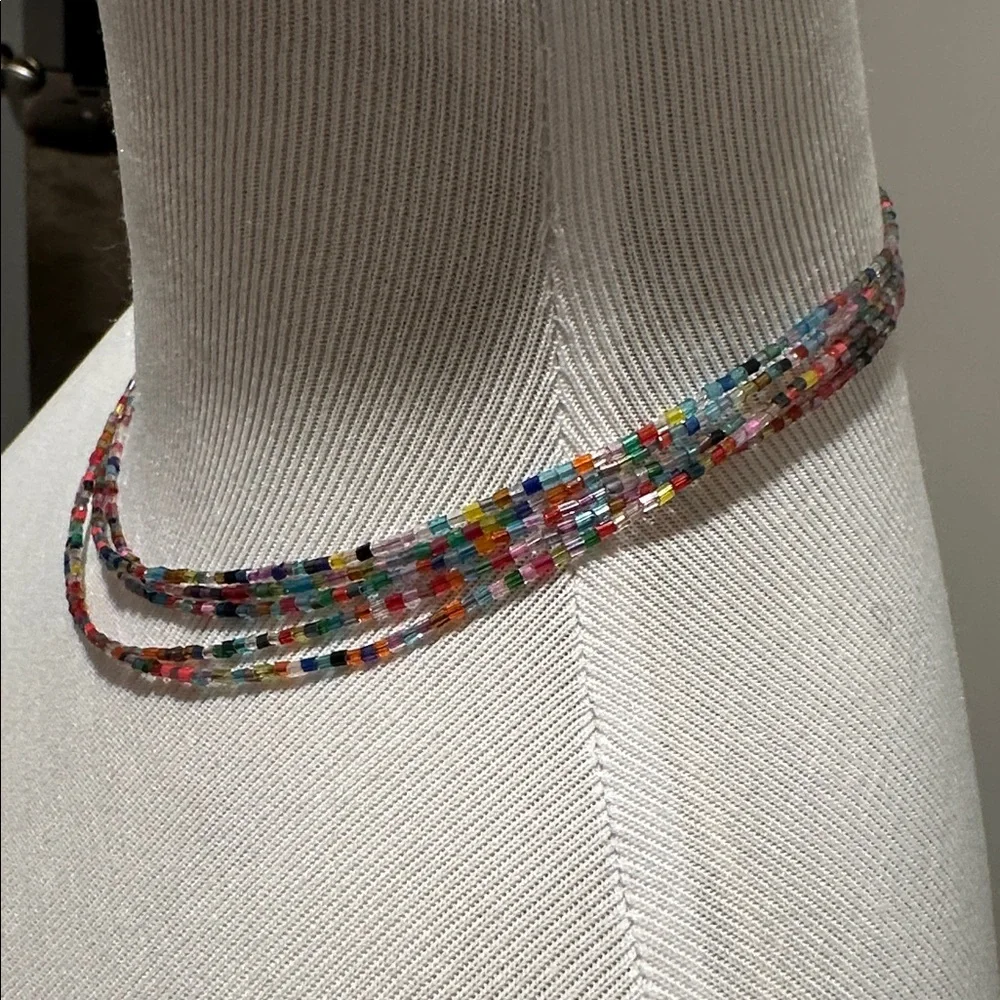 Multicolor five layer rainbow Beaded Necklace